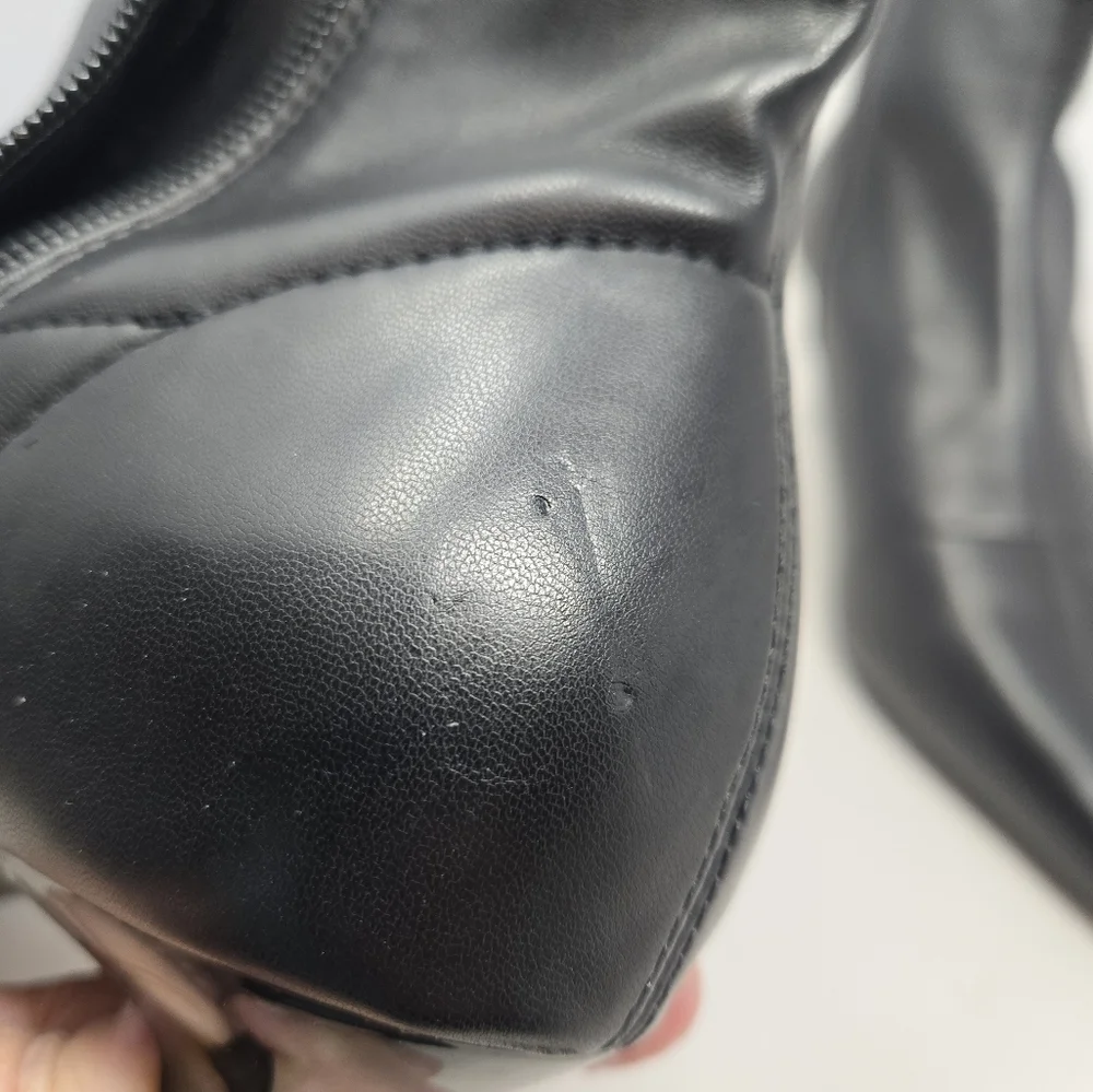 Abound Womens Ankle Boots Sz 8.5M Aberinn Black Faux Leather Kitten Heel Classic